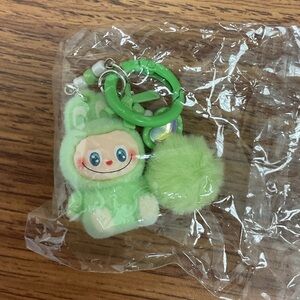 Cute Green Keychain with Plush Charm